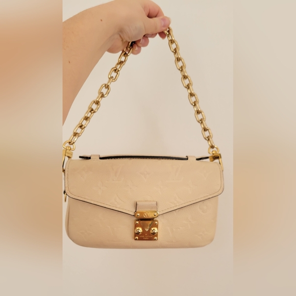 Authentic Louis Vuitton Monogram Empreinte Beige Pochette Metis 2wayBag Bx - Picture 15 of 17